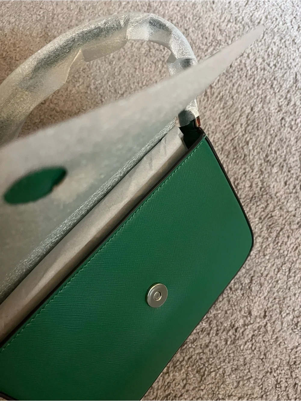 kate spade green Saffiano Crossbody Bag with Gold Logo